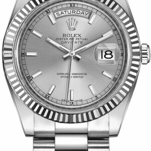 Rolex Day-Date 41 Silver Dial White Gold Watch 218239