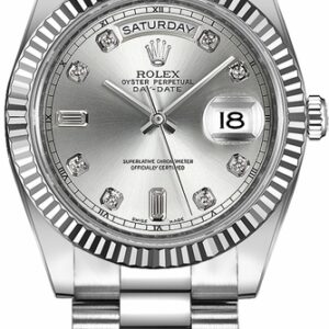 Rolex Day-Date 41 Silver Diamond Dial Men’s Watch 218239