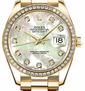 Rolex Lady-Datejust 26 Mother of Pearl Diamond Dial Gold Watch 179138