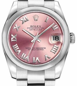 Rolex Lady-Datejust 26 Pink Roman Numeral Oyster Bracelet Watch 179160