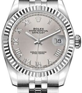 Rolex Lady-Datejust 26 Silver Roman Numeral Dial Ladies Watch 179174