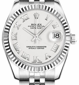 Rolex Lady-Datejust 26 White Roman Numeral Dial Watch 179174