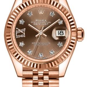 Rolex Lady-Datejust 28 Chocolate Dial Diamond IX Women’s Watch 279175