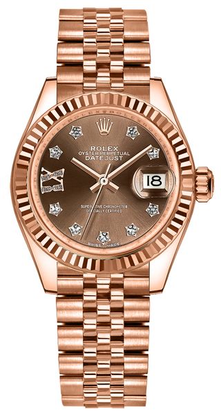 Rolex Lady-Datejust 28 Chocolate Dial Diamond IX Women’s Watch 279175
