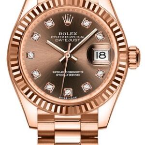 Rolex Lady-Datejust 28 Chocolate Diamond Dial Women’s Watch 279175