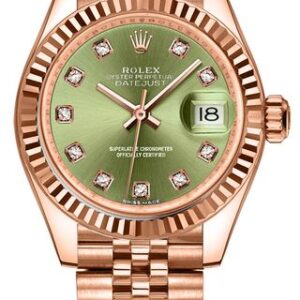 Rolex Lady-Datejust 28 Green Dial Fluted Bezel Women’s Watch 279175