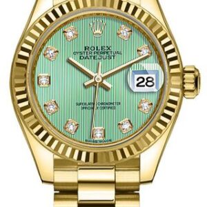 Rolex Lady-Datejust 28 Mint Green Diamond Dial Women’s Watch 279178