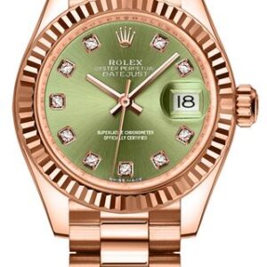 Rolex Lady-Datejust 28 Olive Green Diamonds Women’s Watch 279175