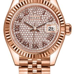 Rolex Lady-Datejust 28 Rose Gold Diamond Pave Women’s Watch 279175