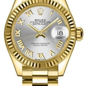 Rolex Lady-Datejust 28 Silver Dial Fluted Bezel Women’s Watch 279178