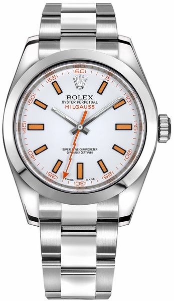 Rolex Milgauss Men’s Automatic White Dial Watch 116400