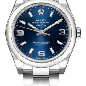 Rolex Oyster Perpetual 34 Blue Dial Midsize Watch 114200