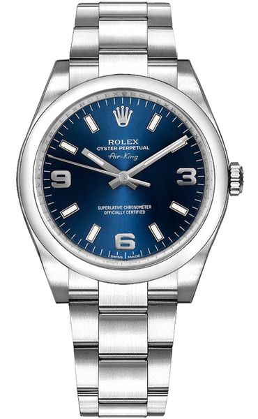 Rolex Oyster Perpetual 34 Blue Dial Midsize Watch 114200