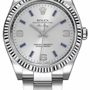 Rolex Oyster Perpetual Air-King White Gold Fluted Bezel Watch 114234