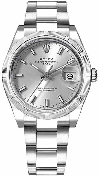 Rolex Oyster Perpetual Date 34 Silver Dial Watch 115210