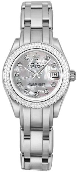 Rolex Pearlmaster Mother of Pearl Diamond Dial Women’s Watch 81339