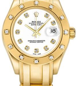 Rolex Pearlmaster Solid Gold White Diamond Women’s Watch 80318